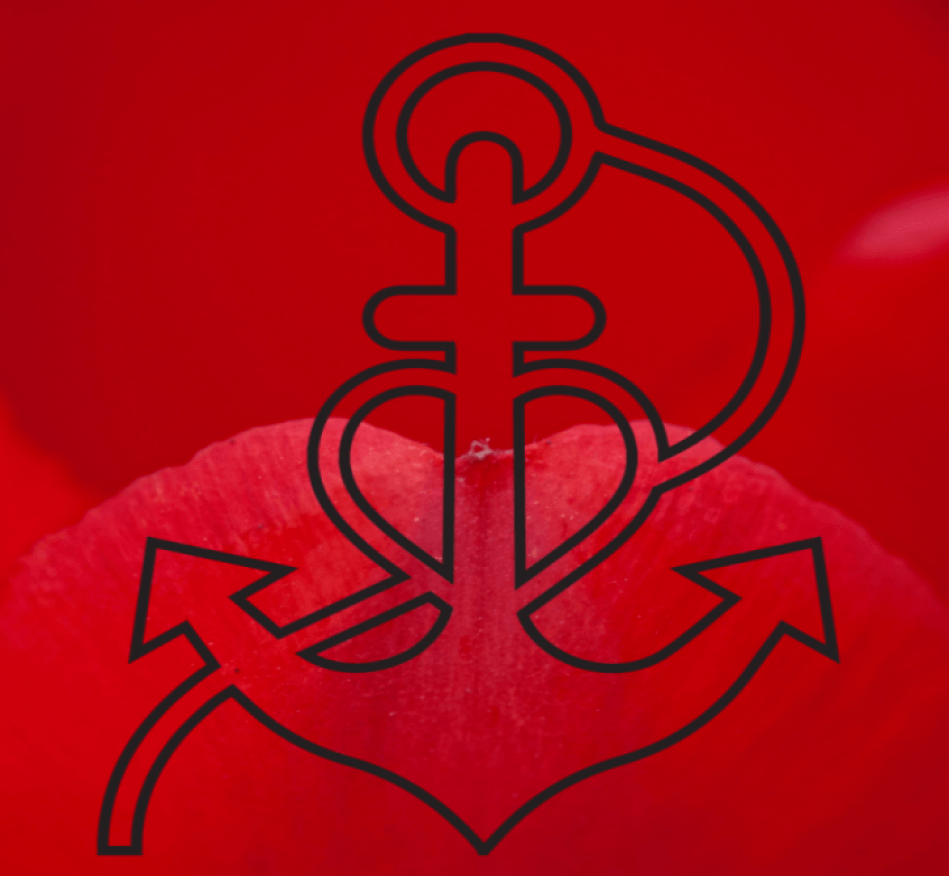 verkörpert Glaube-Hoffnung-Liebe Kreuz der Camargue auf weinrotem Untergrund