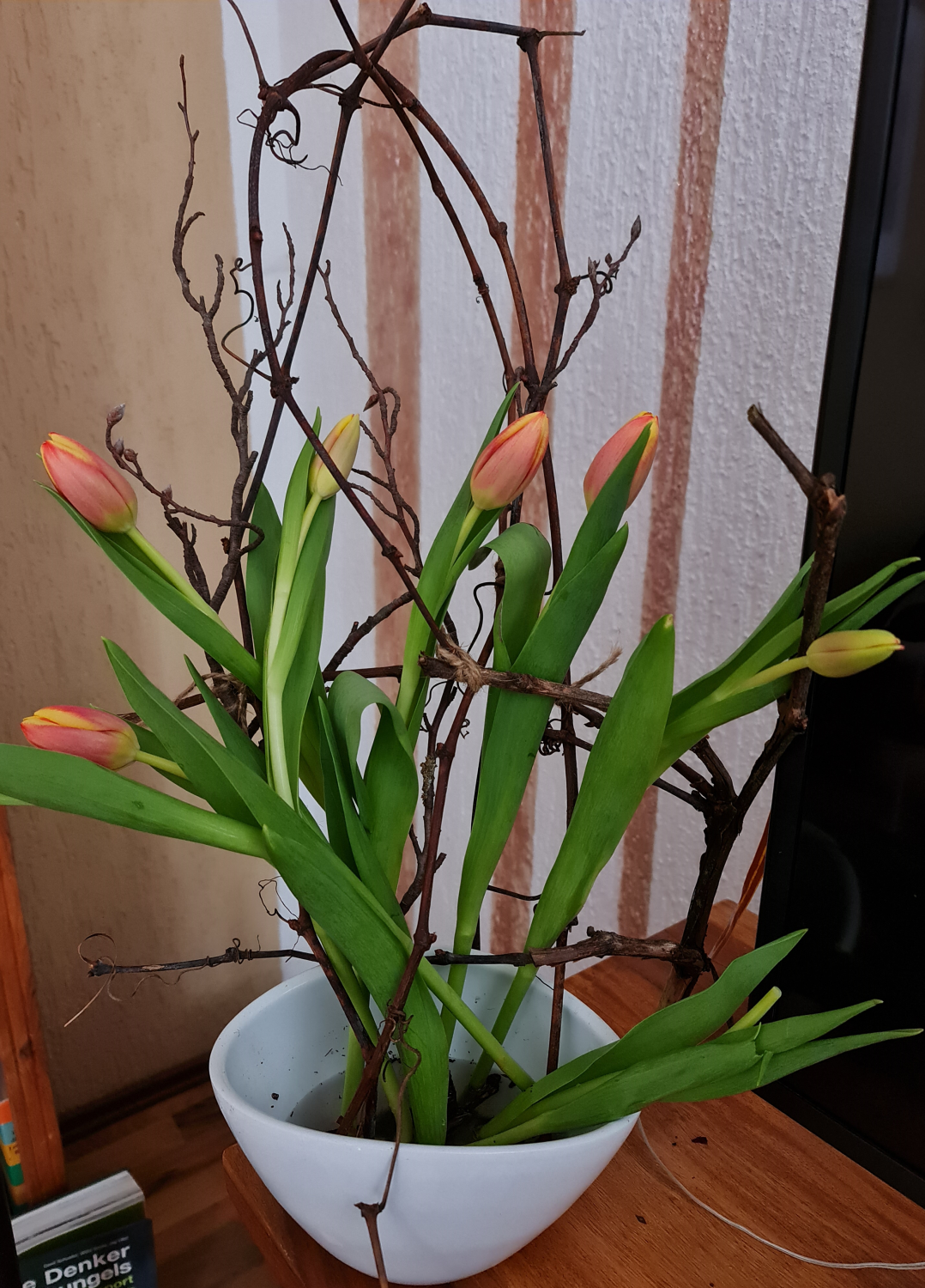 Tulpengesteck mit Zweigen Frühling 2021