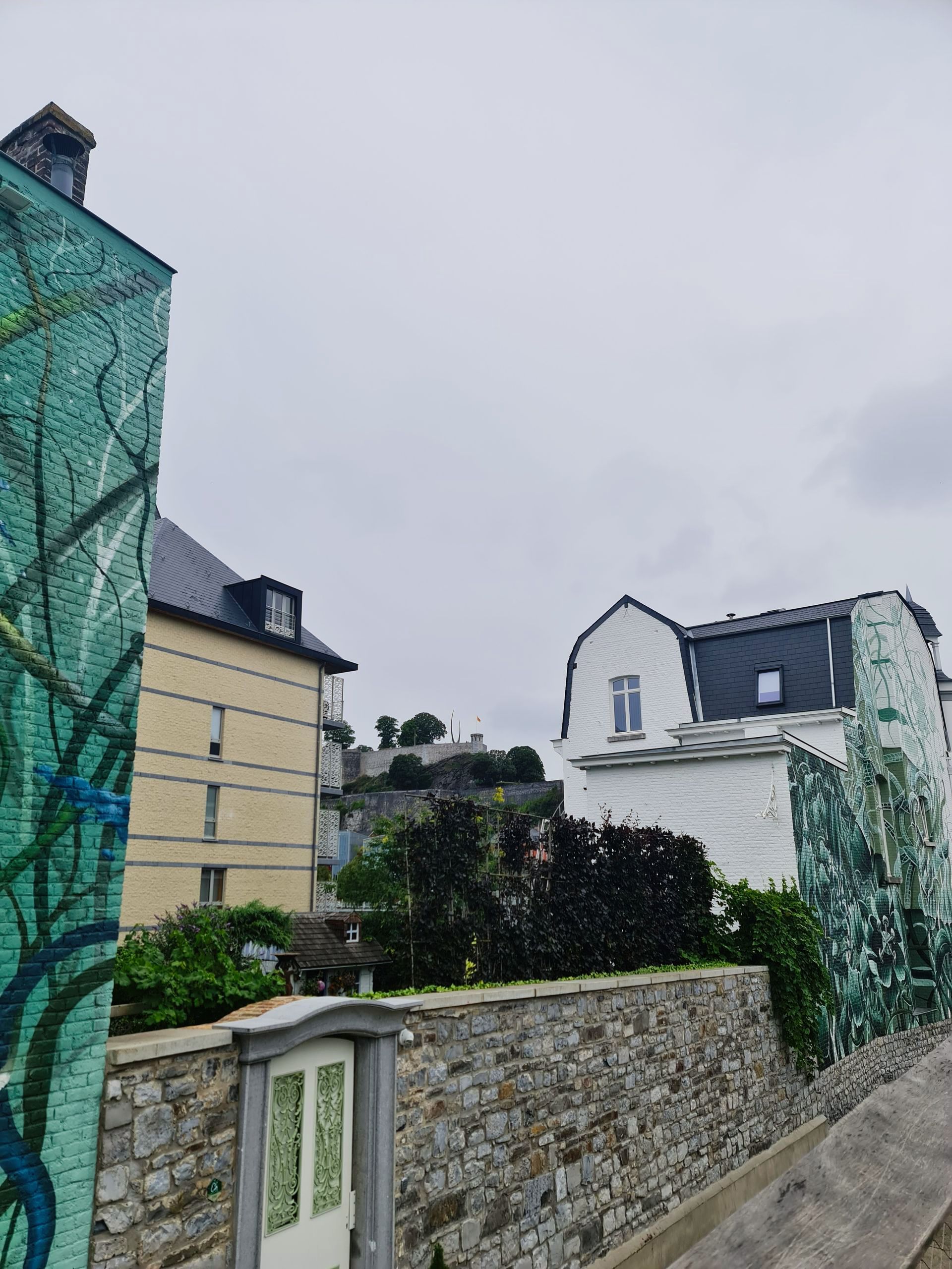 Blick auf Häuser und dazwischen oben auf dem Berg der Turm der Zitadelle mit Flagge