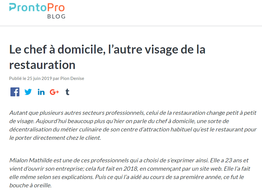 Article chef à domicile clermont