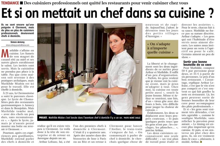 Article La Montagne Chef à domicile