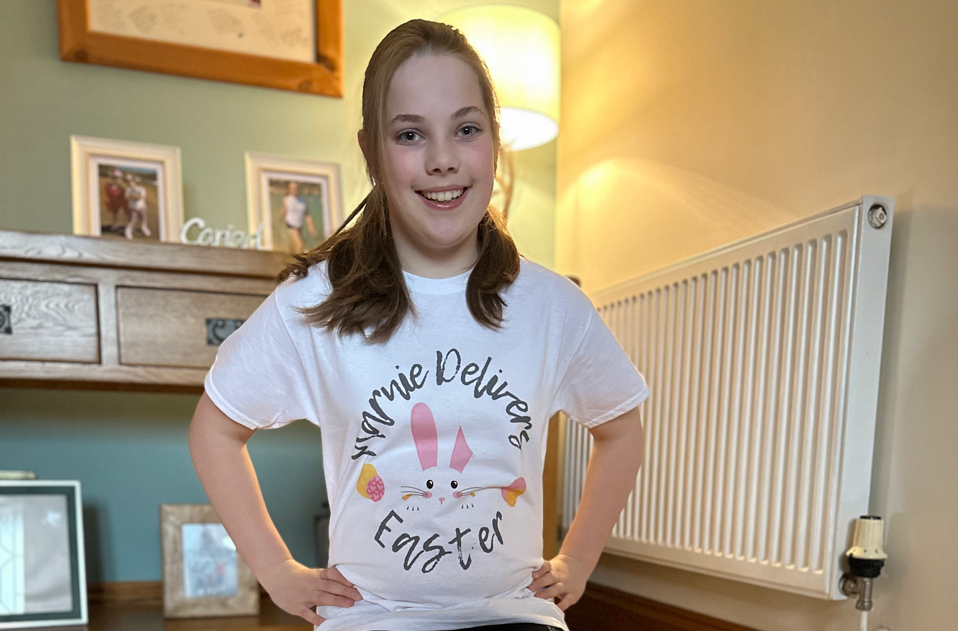 Marnie sits with some of the easter eggs she hopes to give away