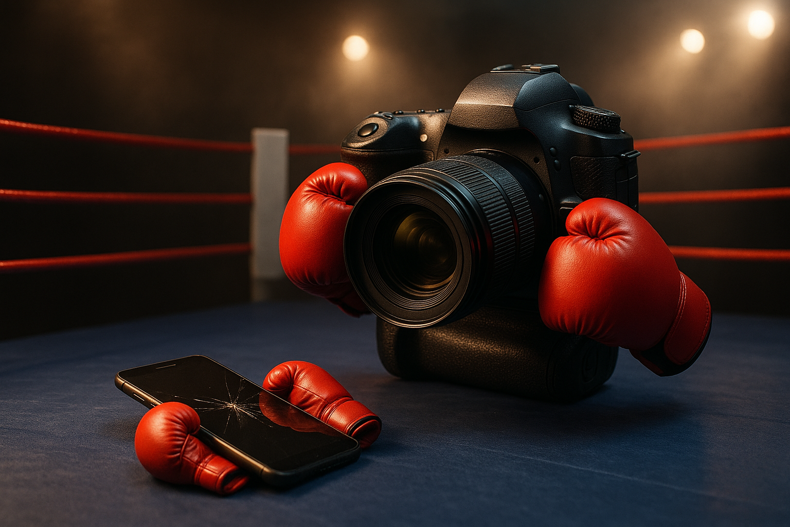 Vergleich zwischen professioneller Fotografie und Handybildern.