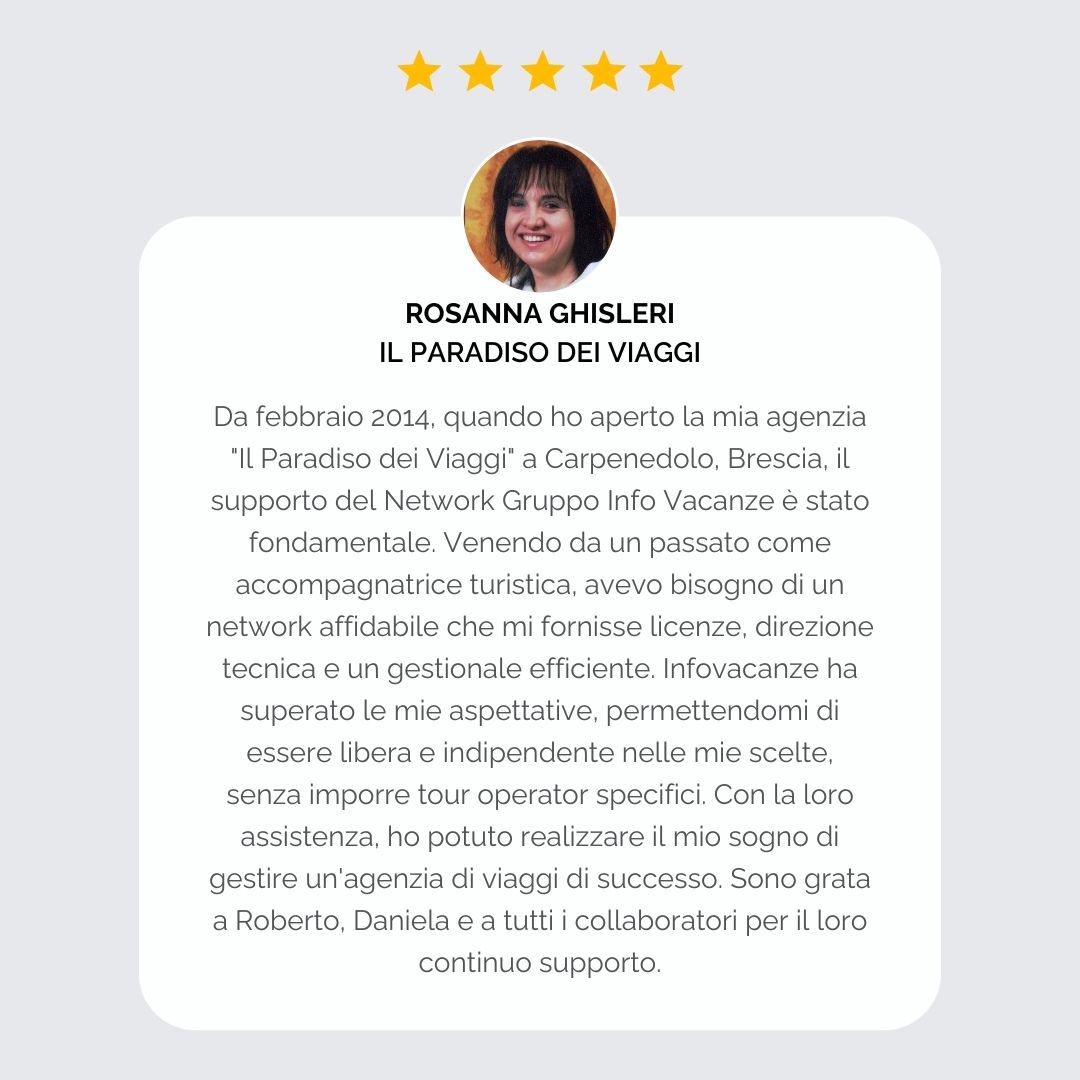 Recensioni network Gruppo info Vacanze Rosanna Il paradiso dei viaggi