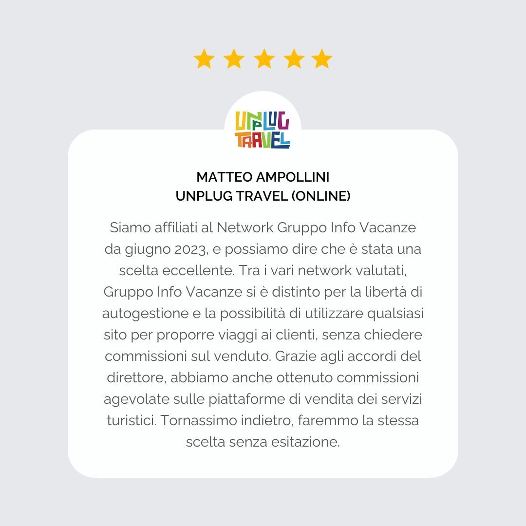 Recensioni network Gruppo info Vacanze Unplug Travel