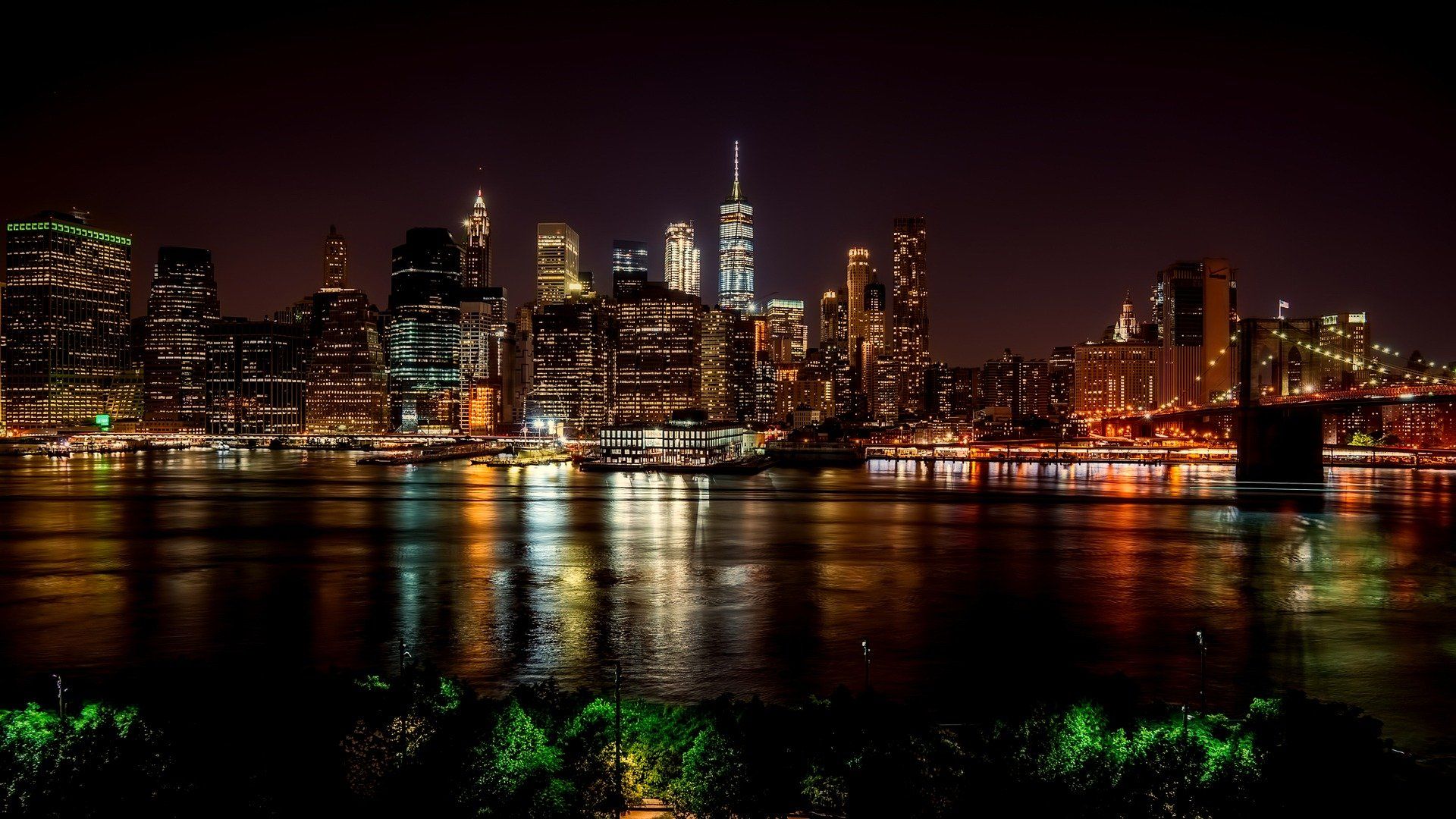 panorama di new york di sera