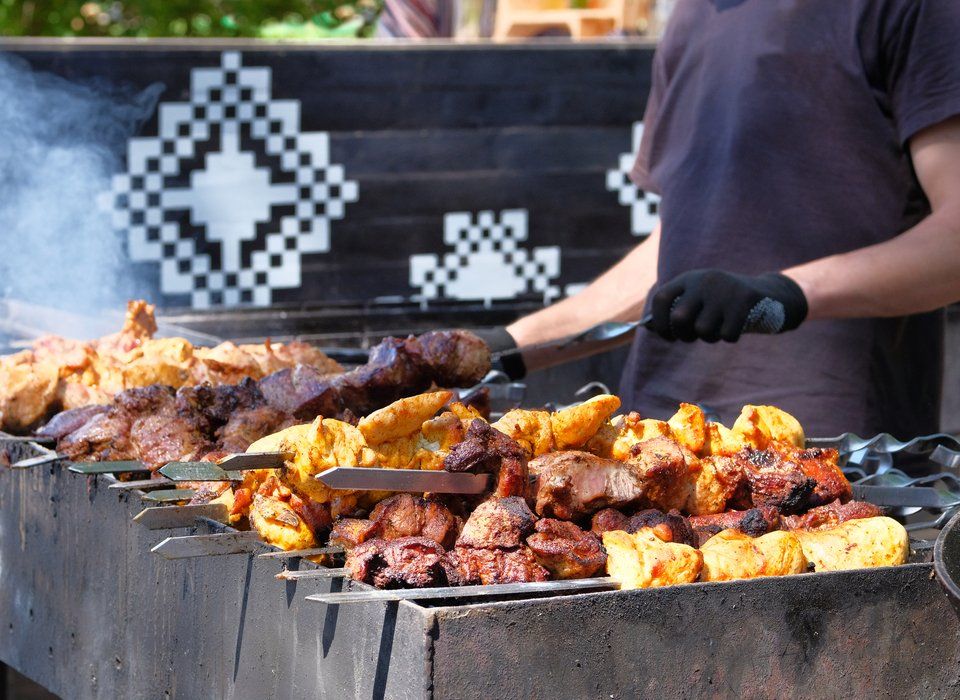 a person at a barbecue
