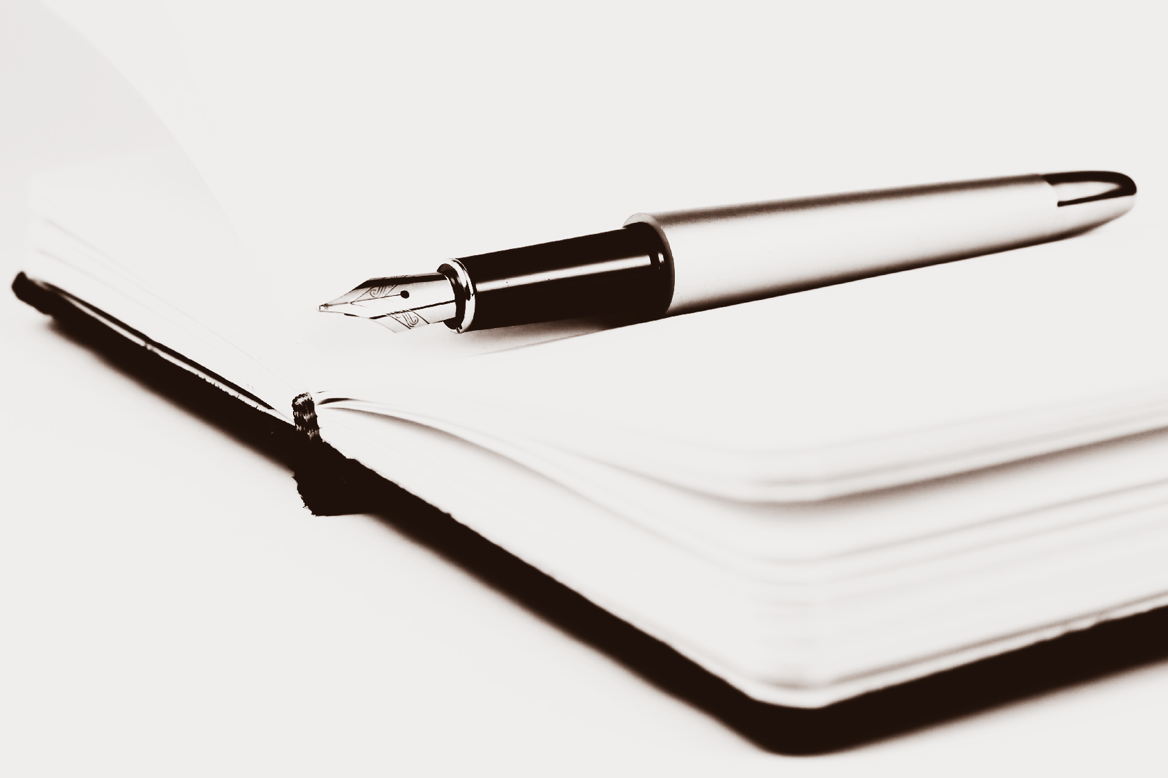 ein Füller in einem Notizbuch ein Füller in einem Notizbuch