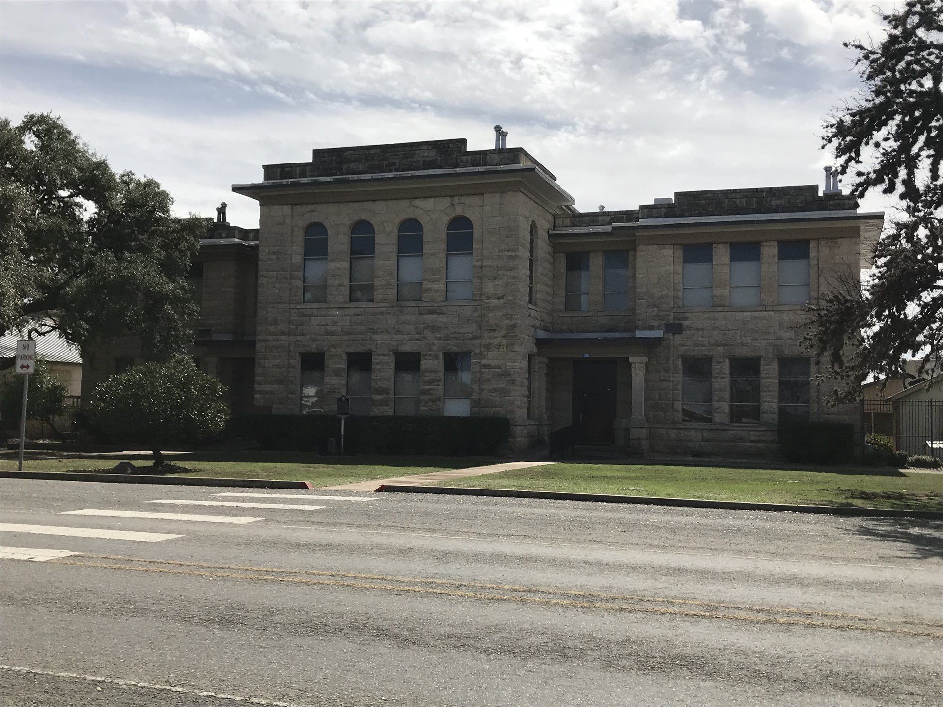 large rock two story school