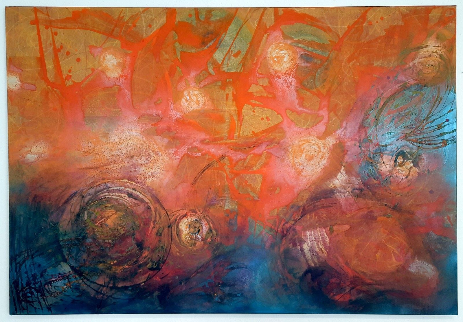 Ed Ernst - Abstrakte Malerie. Ohne Titel. Unikat auf Leinwand.