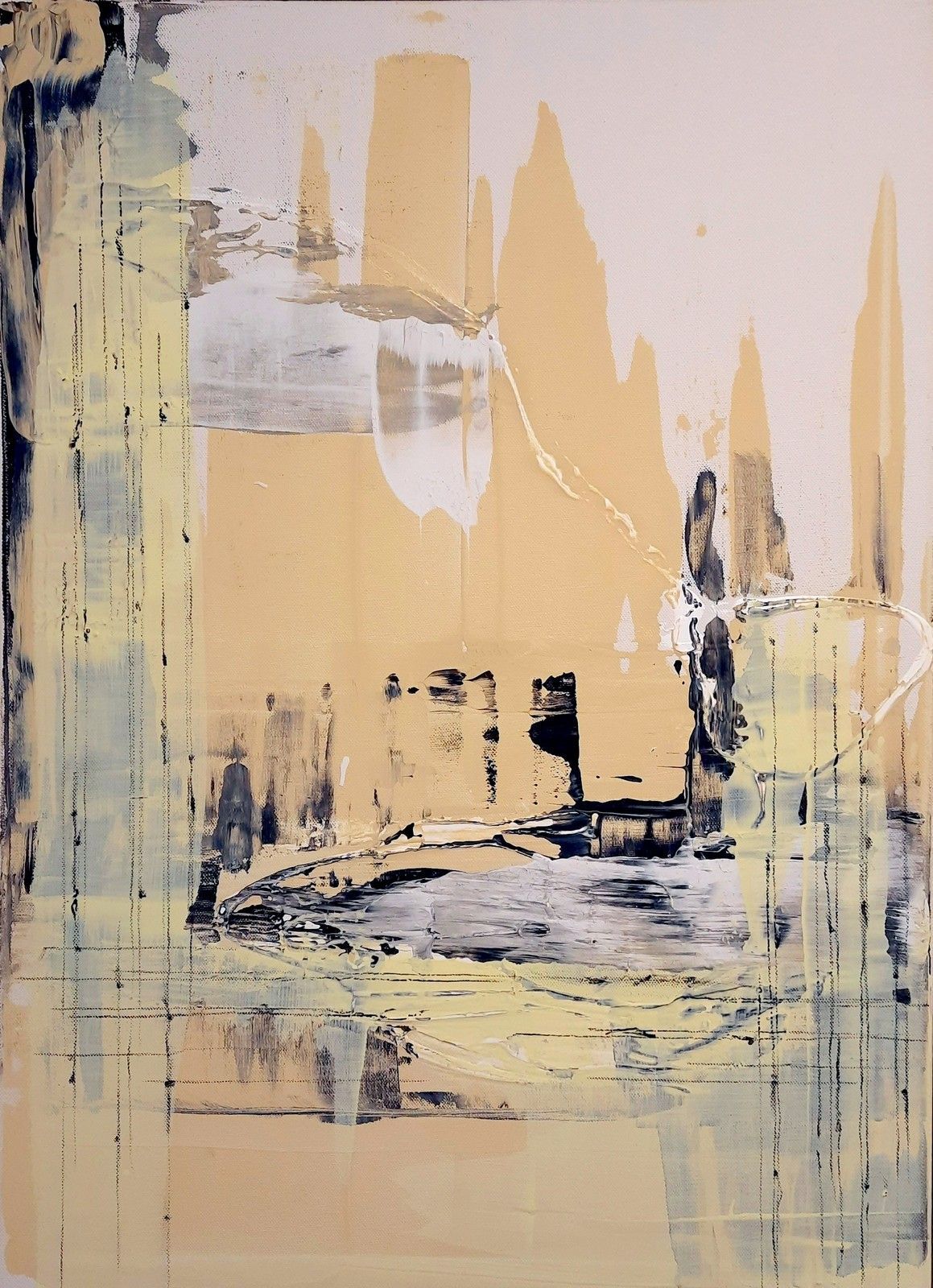 Ed Ernst - Abstrakte Malerie. Ohne Titel. Unikat auf Leinwand.