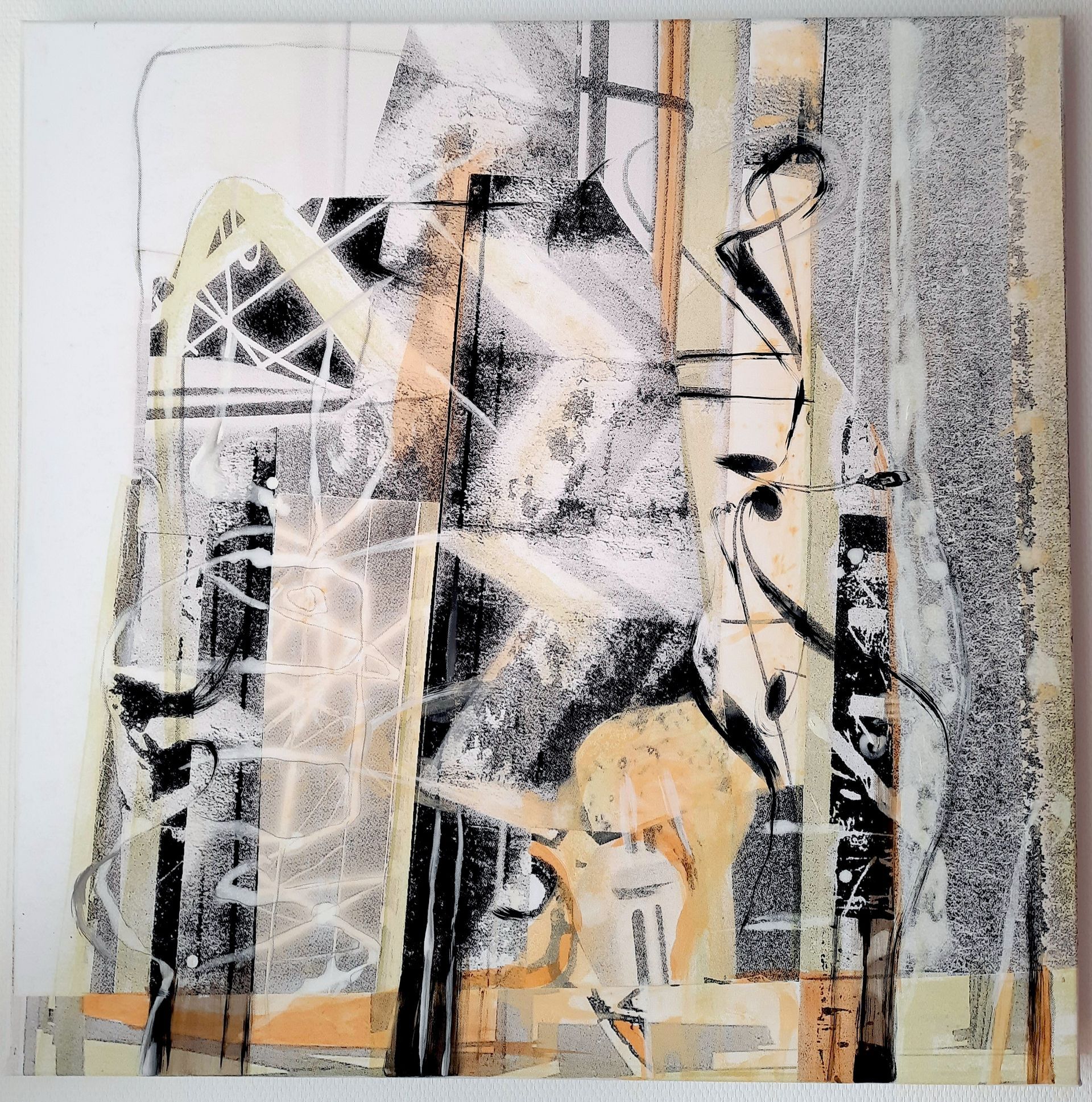 Ed Ernst - Abstrakte Malerie. Ohne Titel. Unikat auf Leinwand.
