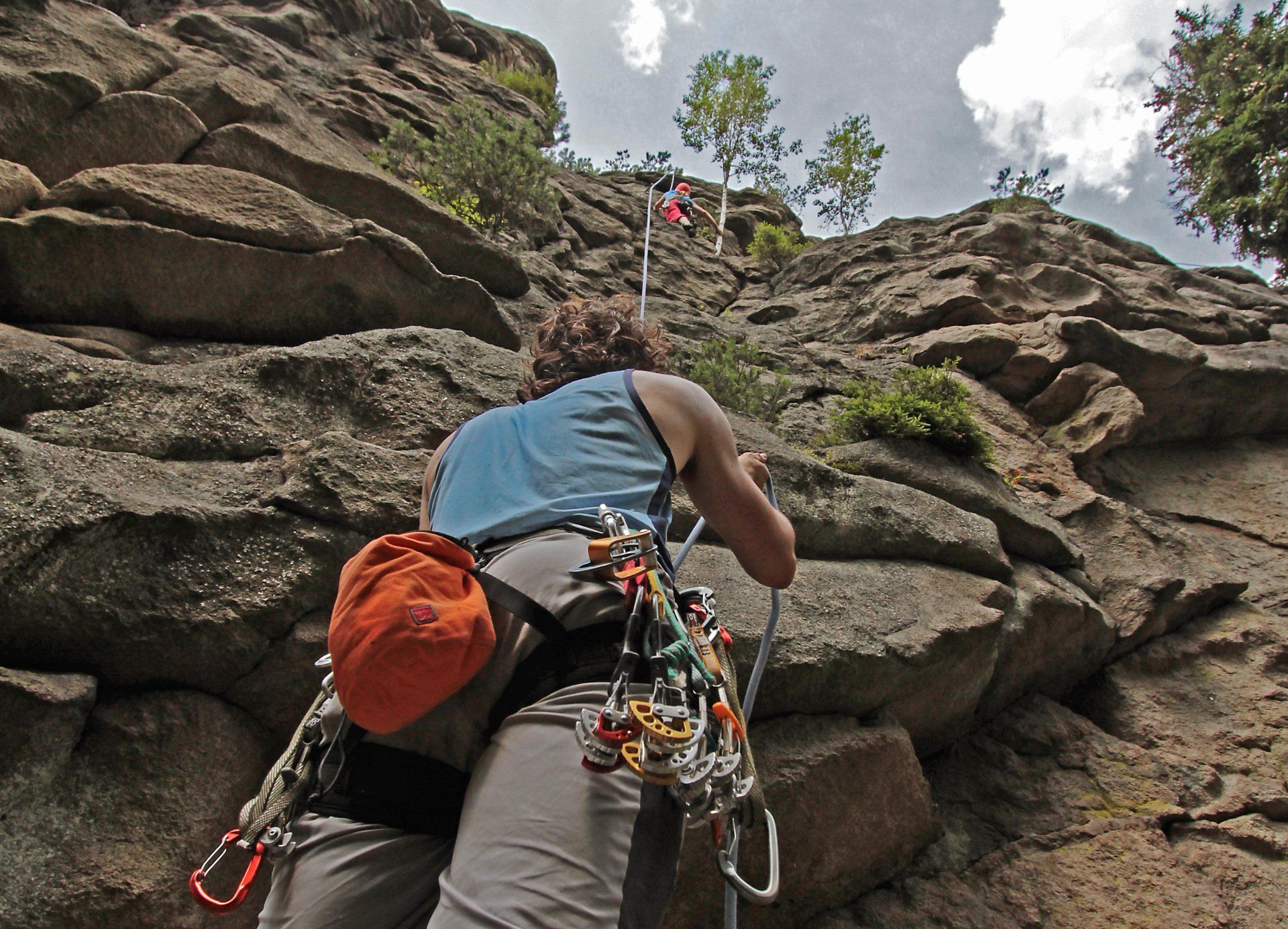 Klettern am Felsen im Naturpark Steinwald, Granit, Vogelfelsen, Räuberfelsen, Ratfelsen