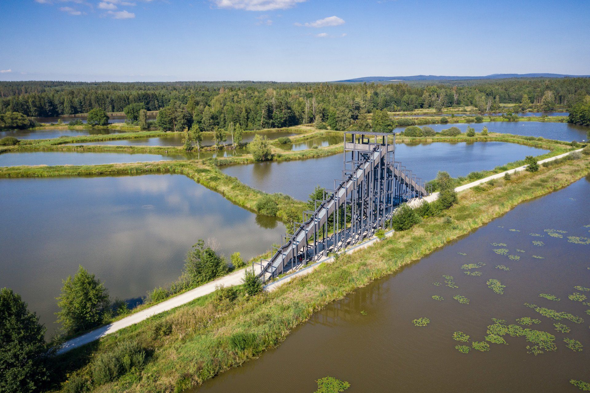 Das Land der tausend Teiche ist im Landkreis Tirschenreuth. In Wahrheit sind es jedoch über 1000 Teiche, nämlich ca. 4700 Teiche. Symbolfisch ist der Karpfen. Die Teiche ersterecken sich um Wiesau und Kemnath, Mitterteich und Tirschenreuth.