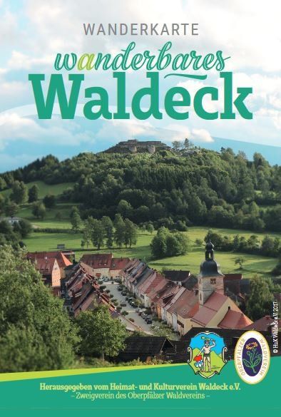 MWanderkarte Waldeck bei Kemnath. Waldeck liegt am Rande vom Naturpark Steinwald im Landkreis Tirschenreuth zwischen Steinwald, Oberpfälzer Wald und Fichtelgebirge.