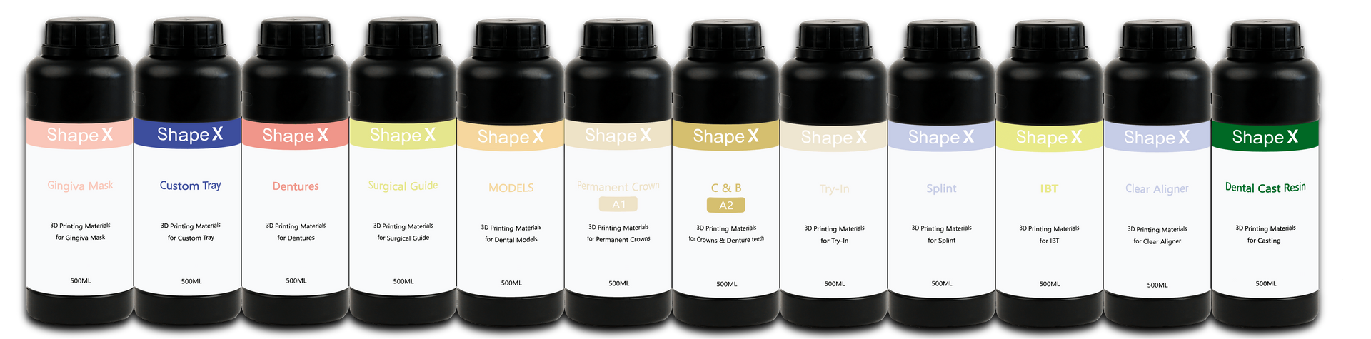 Shape X 3D Printing materials