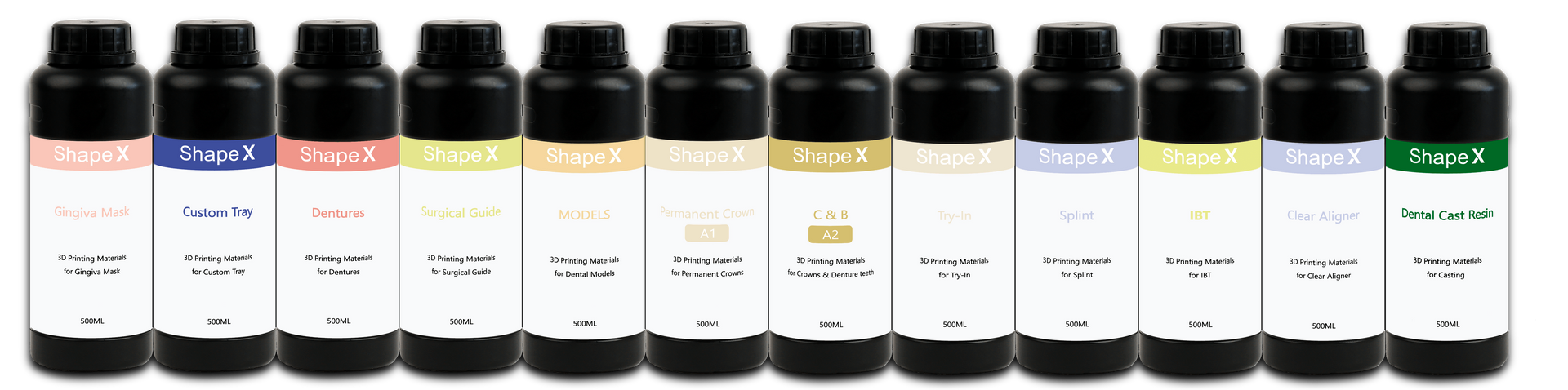 Shape X 3D Printing materials