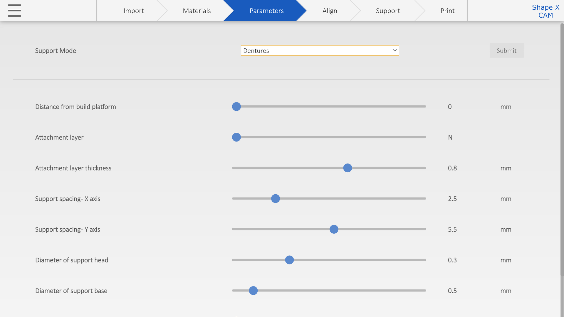 Custom Printing parameters