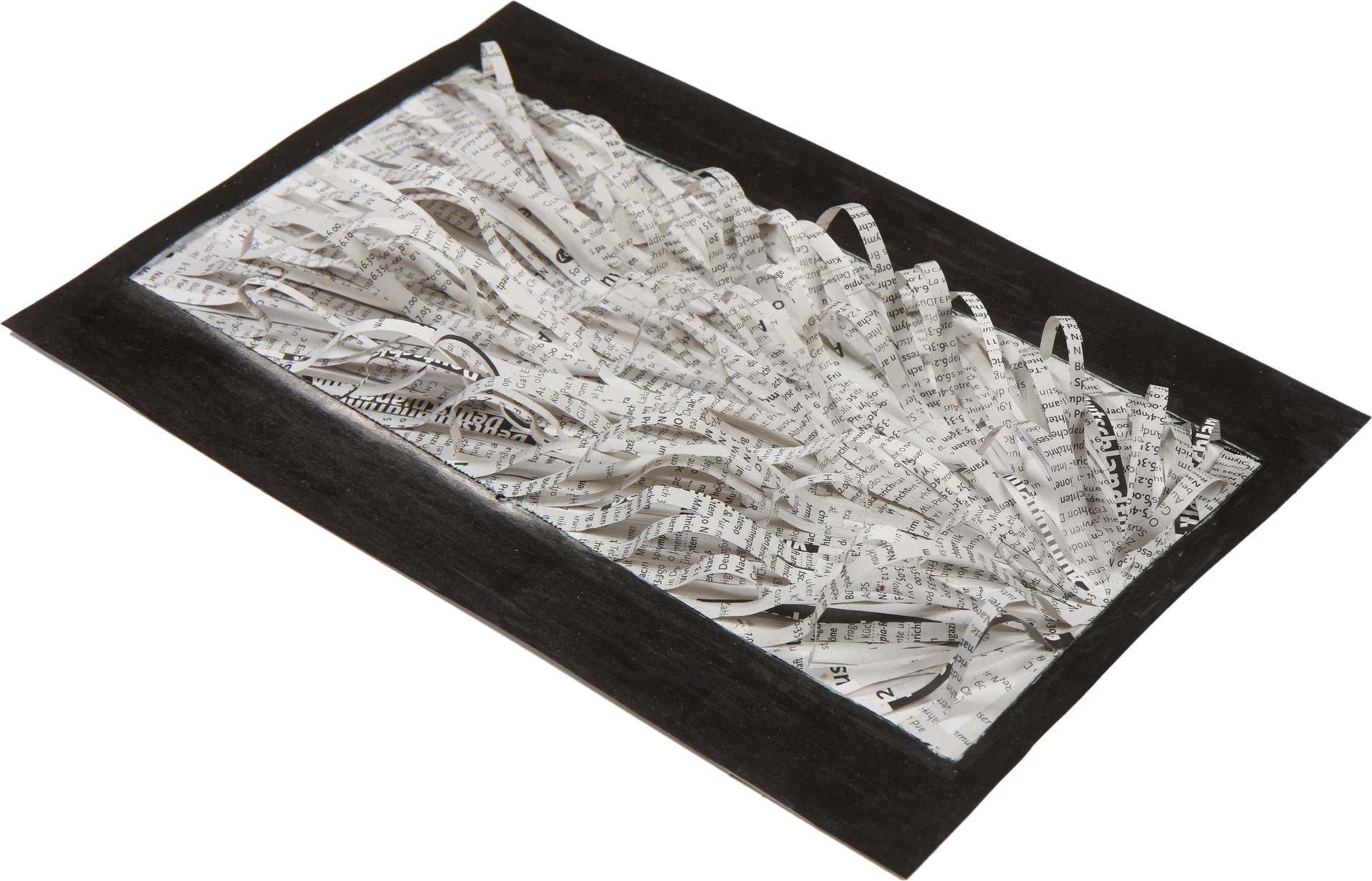 Assemblage aus zerschnittenem Deutschlandfunkprogrammheft von Carsten Schneider