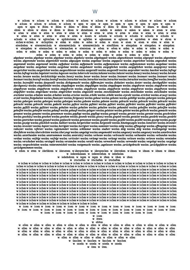 Textauszug zur Originaltonkomposition „Die Tu-Wörter eines Tages im Deutschlandfunk“ Buchstabe W