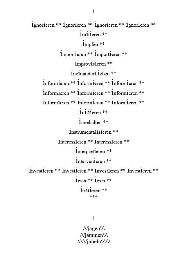 Textauszug zur Originaltonkomposition „Die Tu-Wörter eines Tages im Deutschlandfunk“ Buchstabe I J