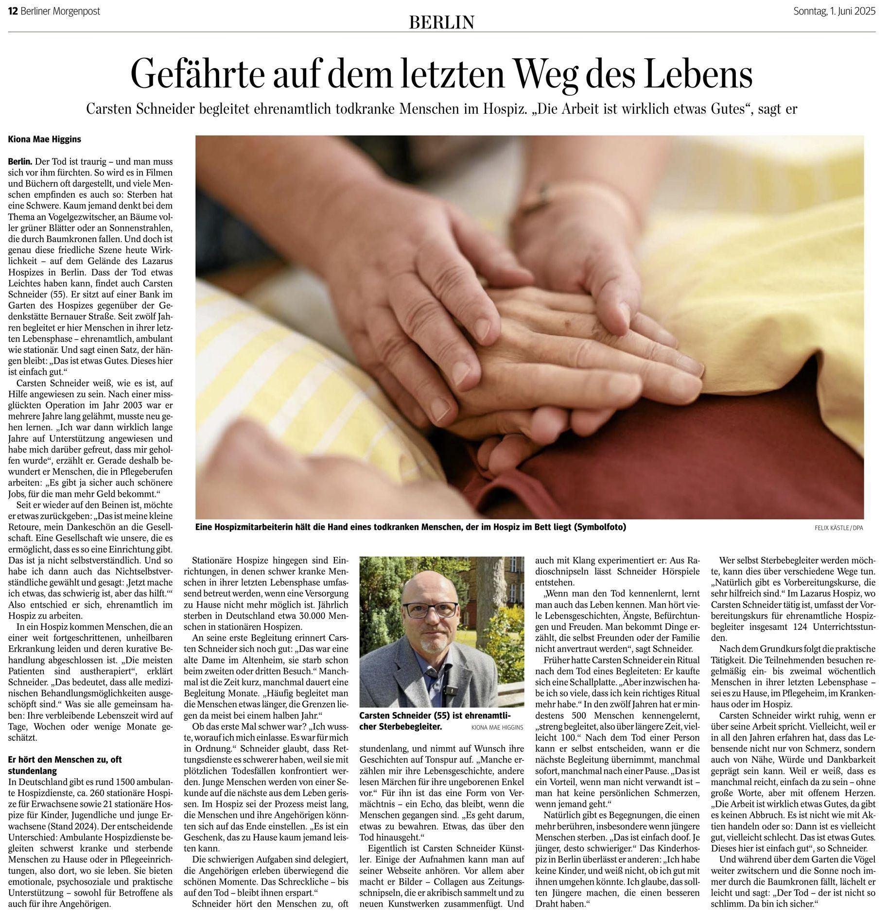 Kiona Mae Higgins, Berliner Morgenpost 2025 Zeitungsartikel über Carsten Schneider von Kiona Mae Higgins, Berliner Morgenpost 2025 (alle Rechte dort)