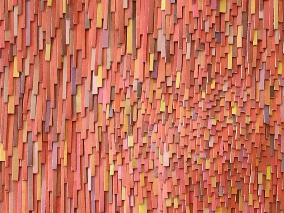 Farbstrichcollage aus Zeitungspapier.