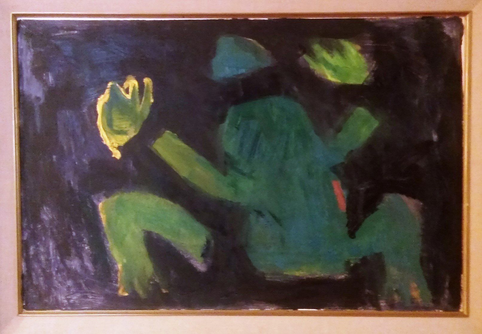 Der zerlegte Frosch. Gemälde auf Holz von Dieter Ruckhaberle, 2015