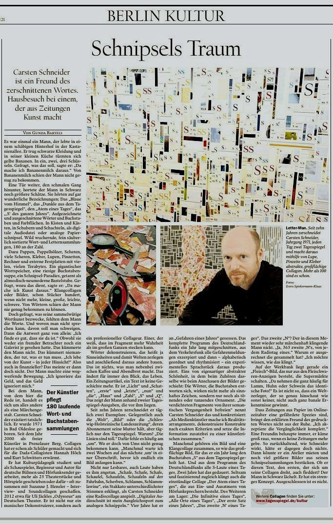 Zeitungsartikel über Carsten Schneider von Gunda Bartels, Tagesspiegel Zeitungsartikel über Carsten Schneider von Gunda Bartels, Tagesspiegel