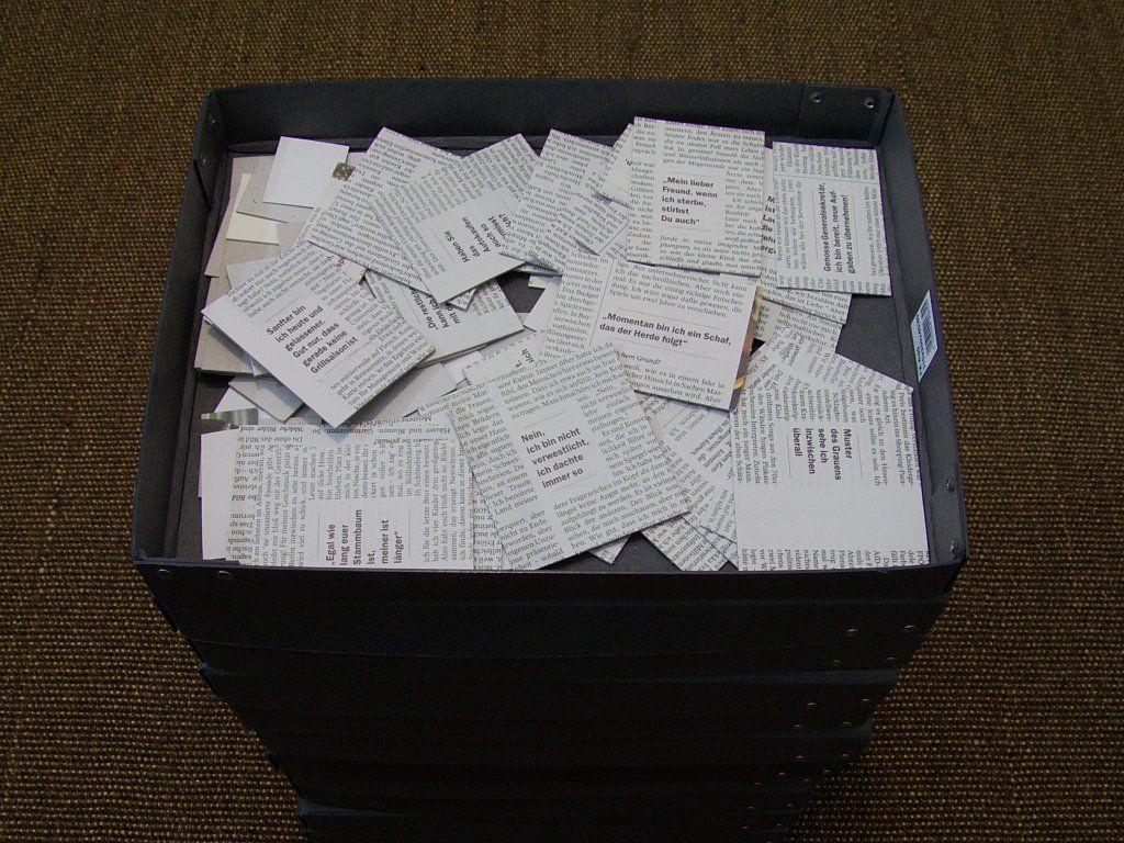 Ich-Sammlung. Zeitungsausschnitte, Tagesspiegel. Auf Pappe kaschiert und sortiert.