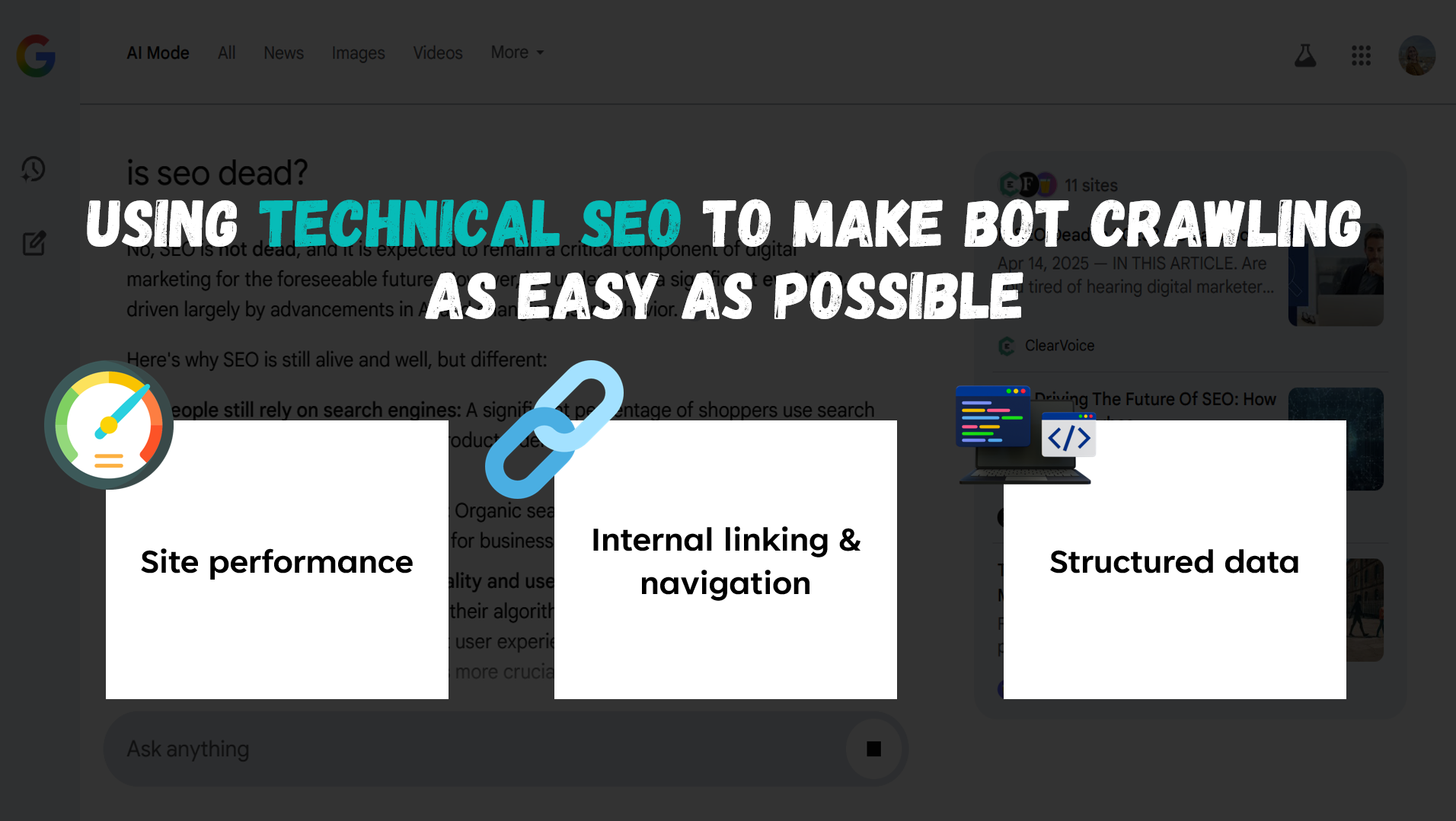 Making bot crawling as easy as possible with site speed, linking and structured data
