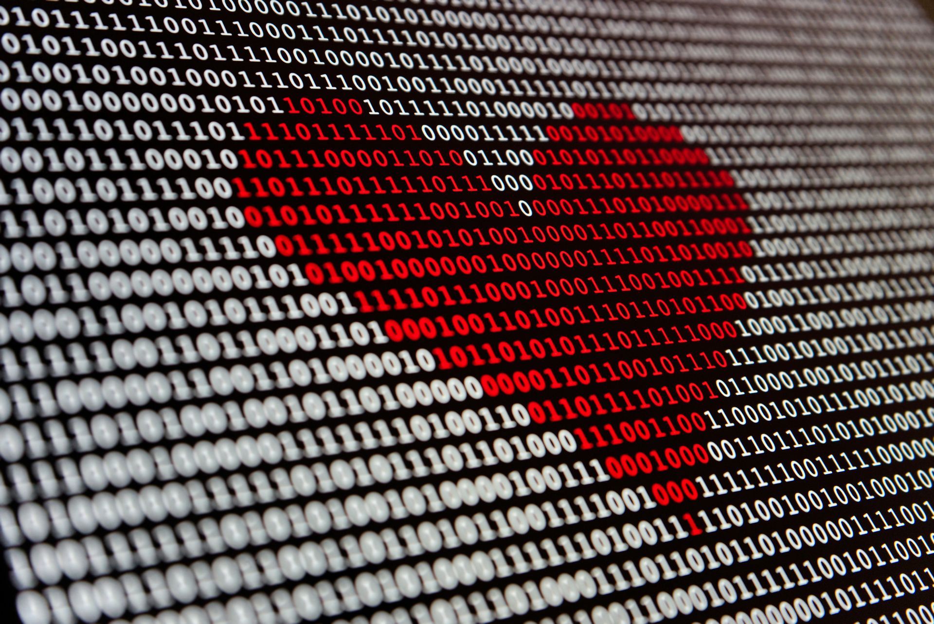 binary data in a heart shape 