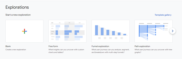 The exploration options available Screenshot of the exploration options available