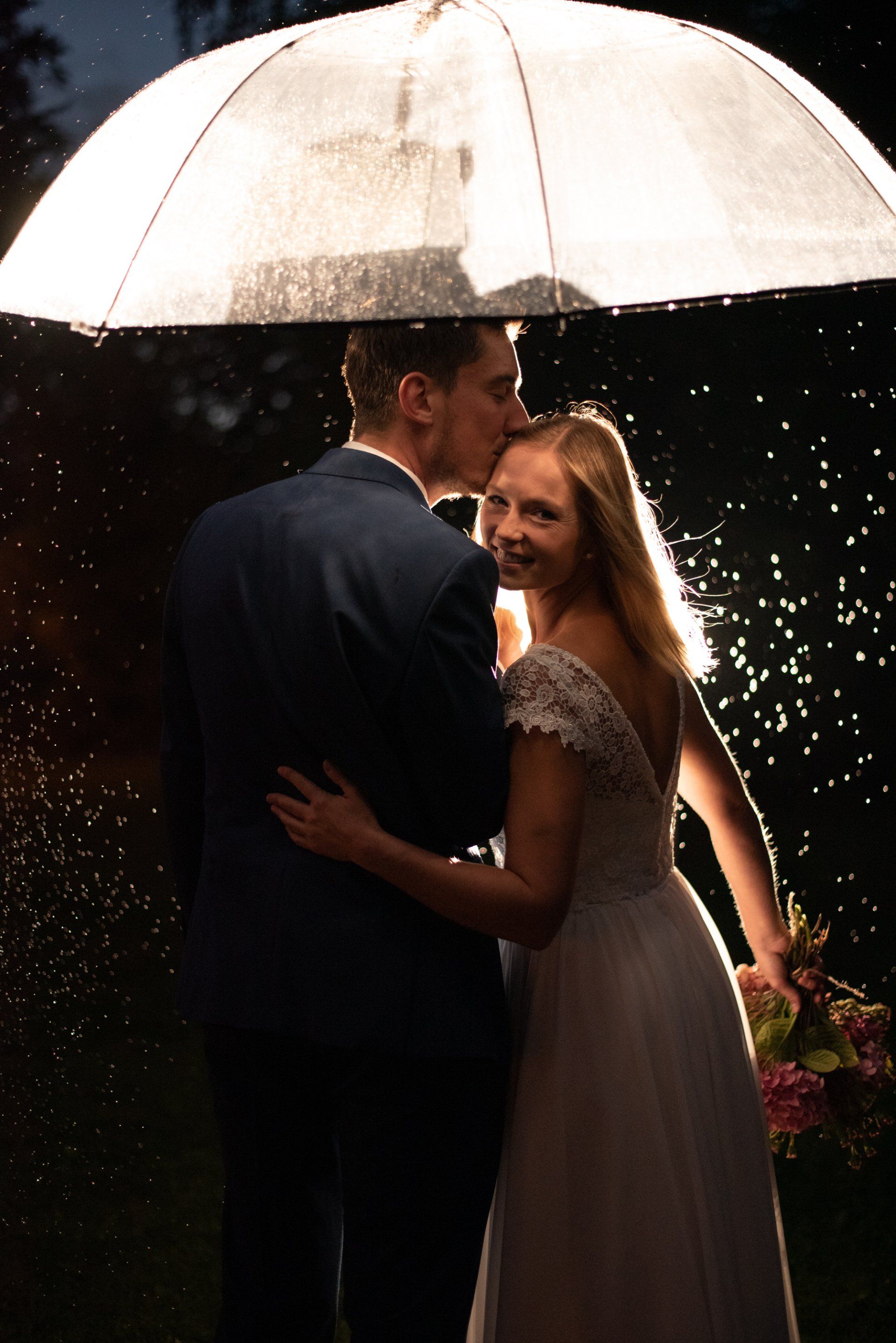 <img src=”Hochzeitsfotograf-Kiel-Brautpaar-lachend-im-Regen.jpg” alt=”Brautpaar lachend unter einem Regenschirm”>