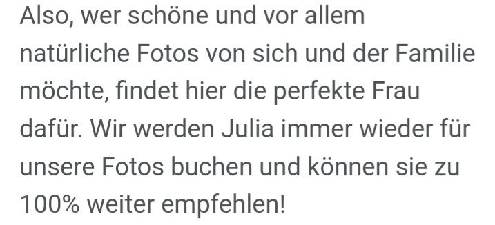 Kundenbewertung für Fotografin Kiel