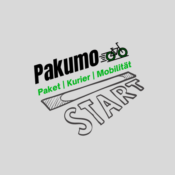 Pakumo Logo mit Startpiktogramm.