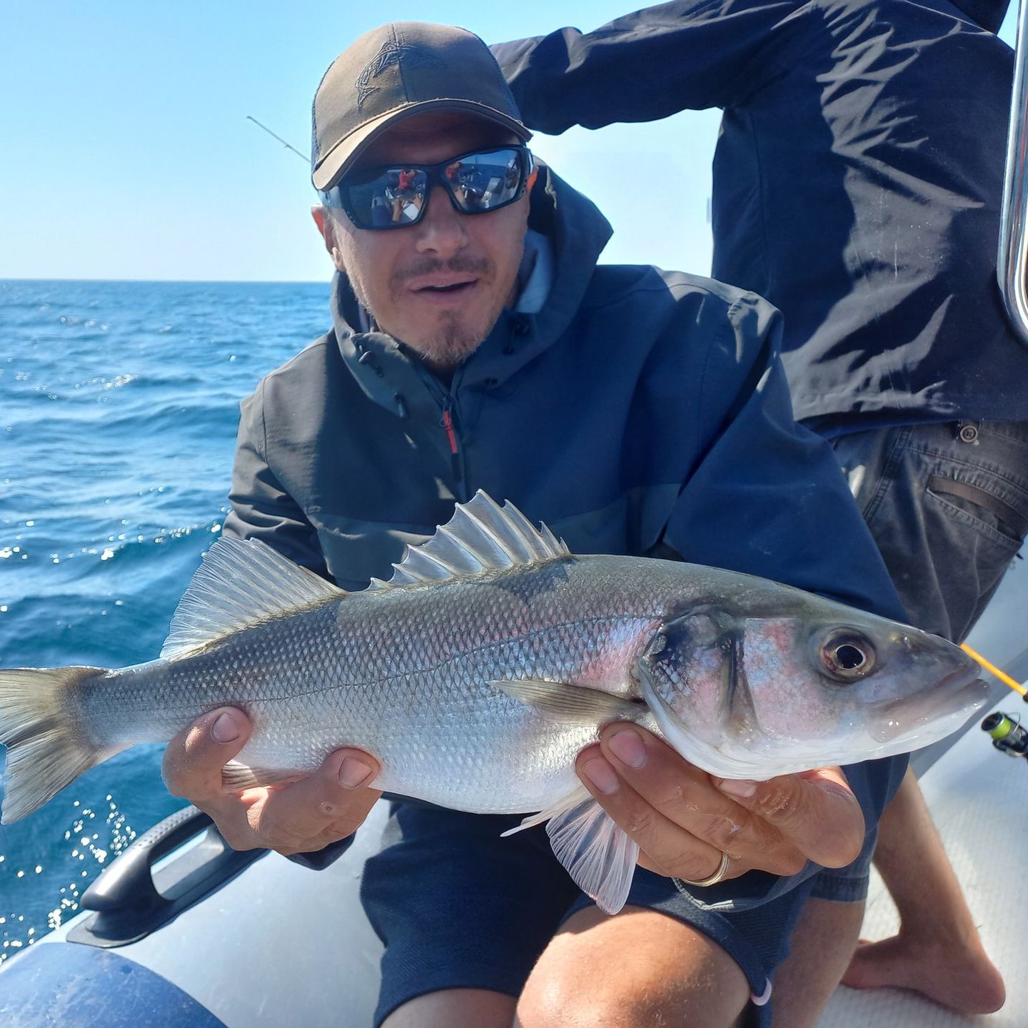 joli loup pêché en bateau