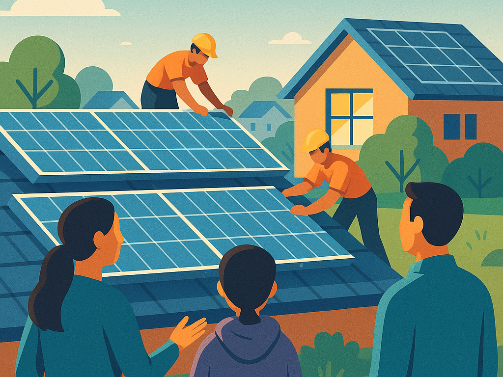 solar panels being installed