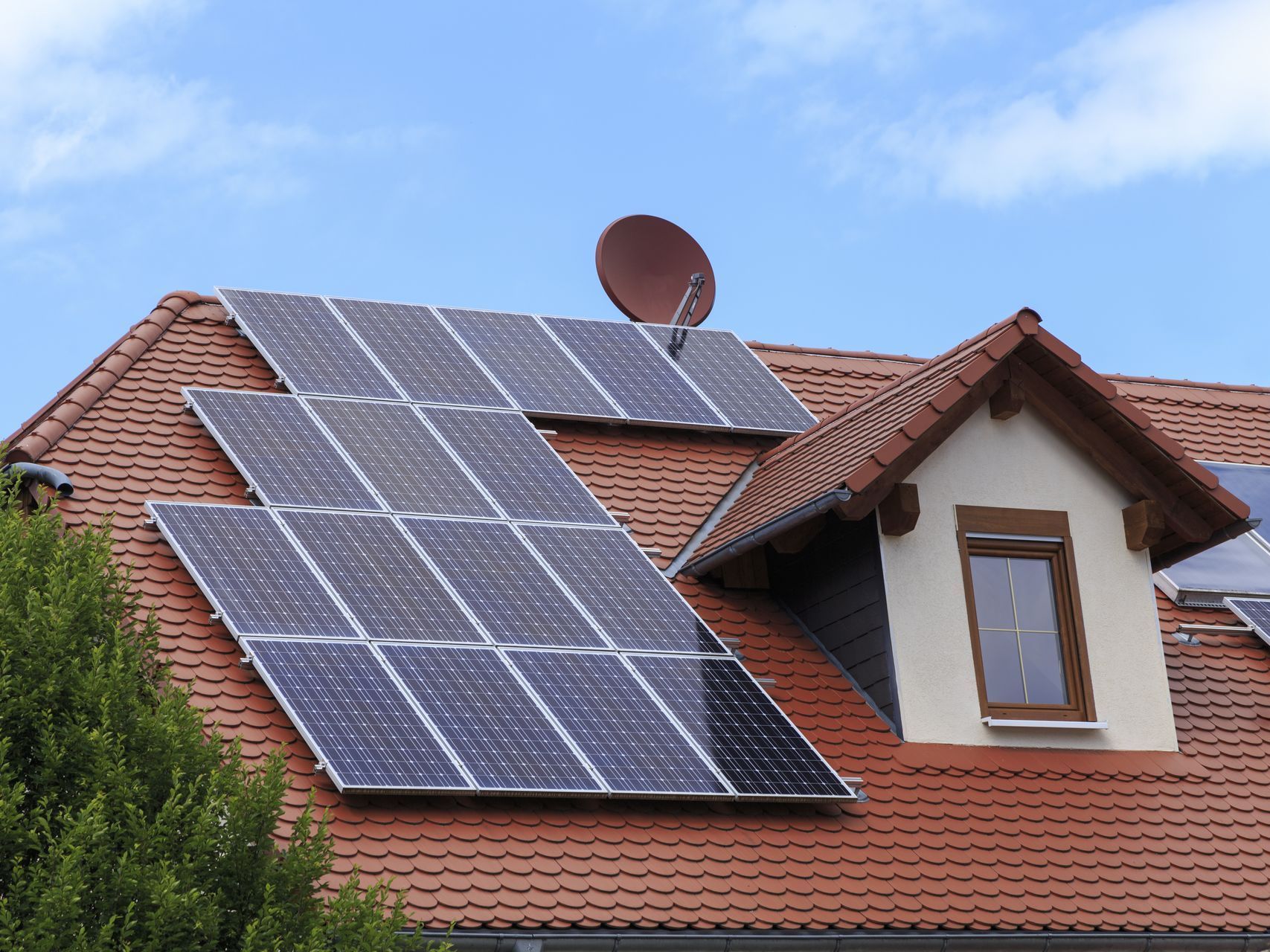 Solar battery connected to inverter installation
