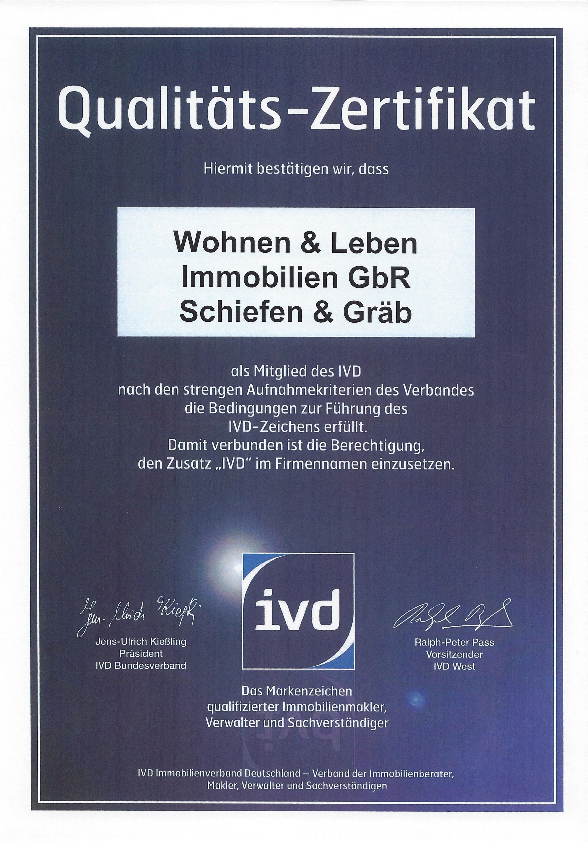 Die Immobilien-Experten von Wohnen & Leben Immobilien sind Mitglied im IVD und für Sie tätig!
