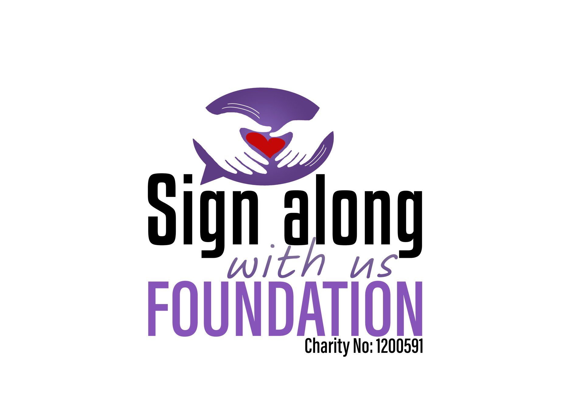 picture showing the Sign Along With Us Foundation logo which is two hands holding a read heart