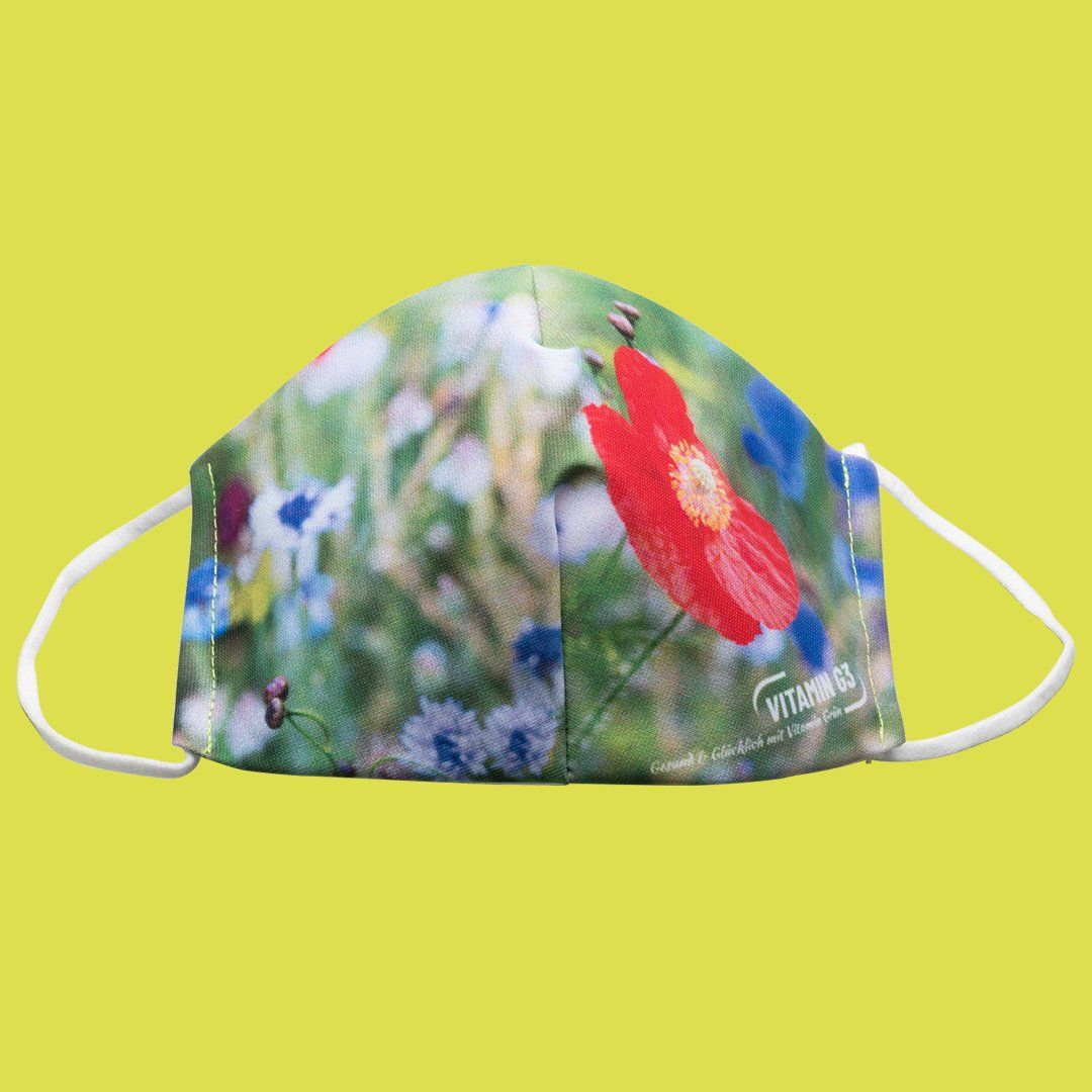 Nicht-medizinische Alltags-Gesichtsmaske mit Blumennwiesen-Motiv