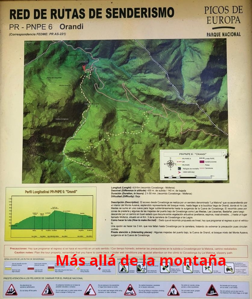 Mapa de la ruta de senderismo Vega de Orandi