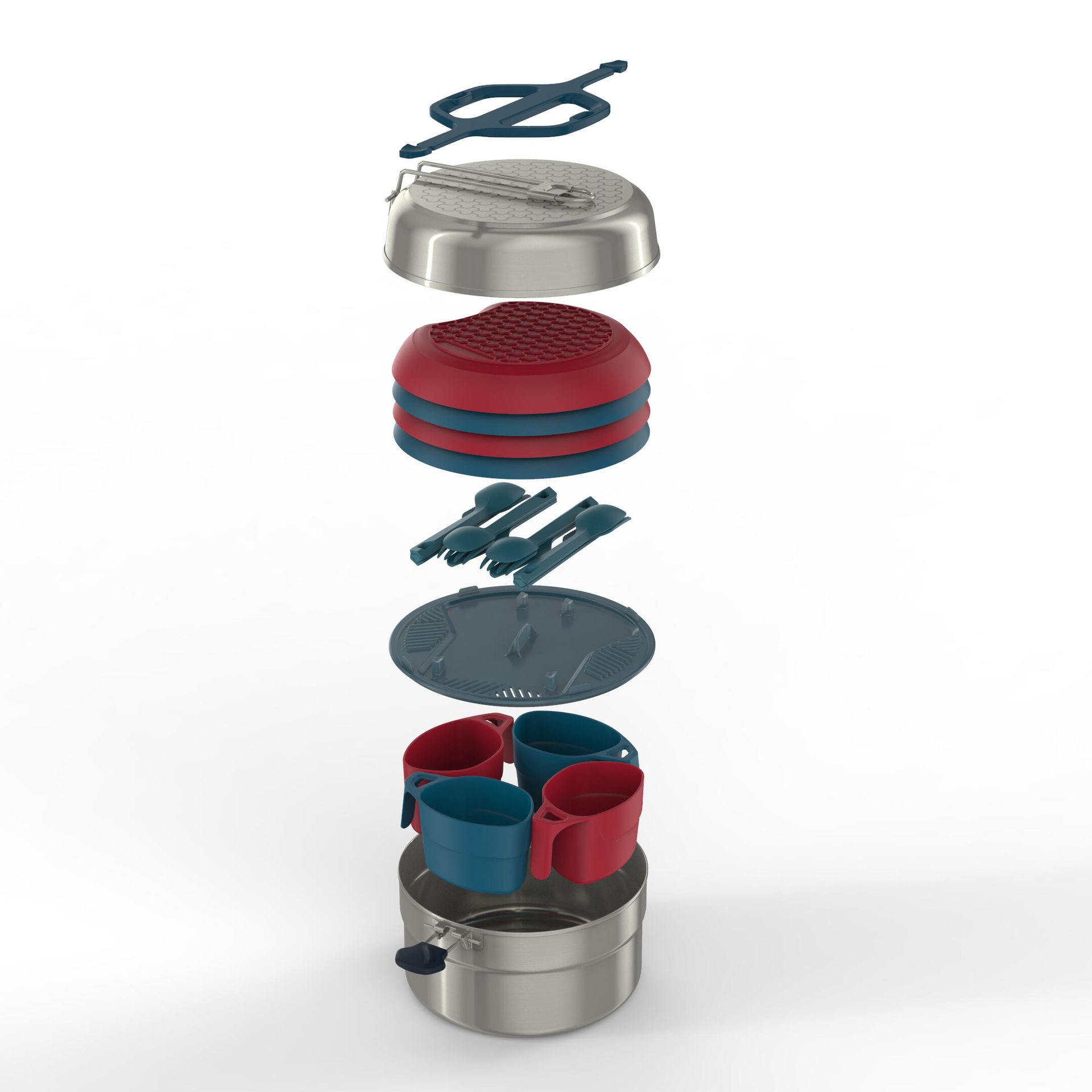 Fiambrera de camping 4 Personas acero inoxidable antiadherente Quechua MH500