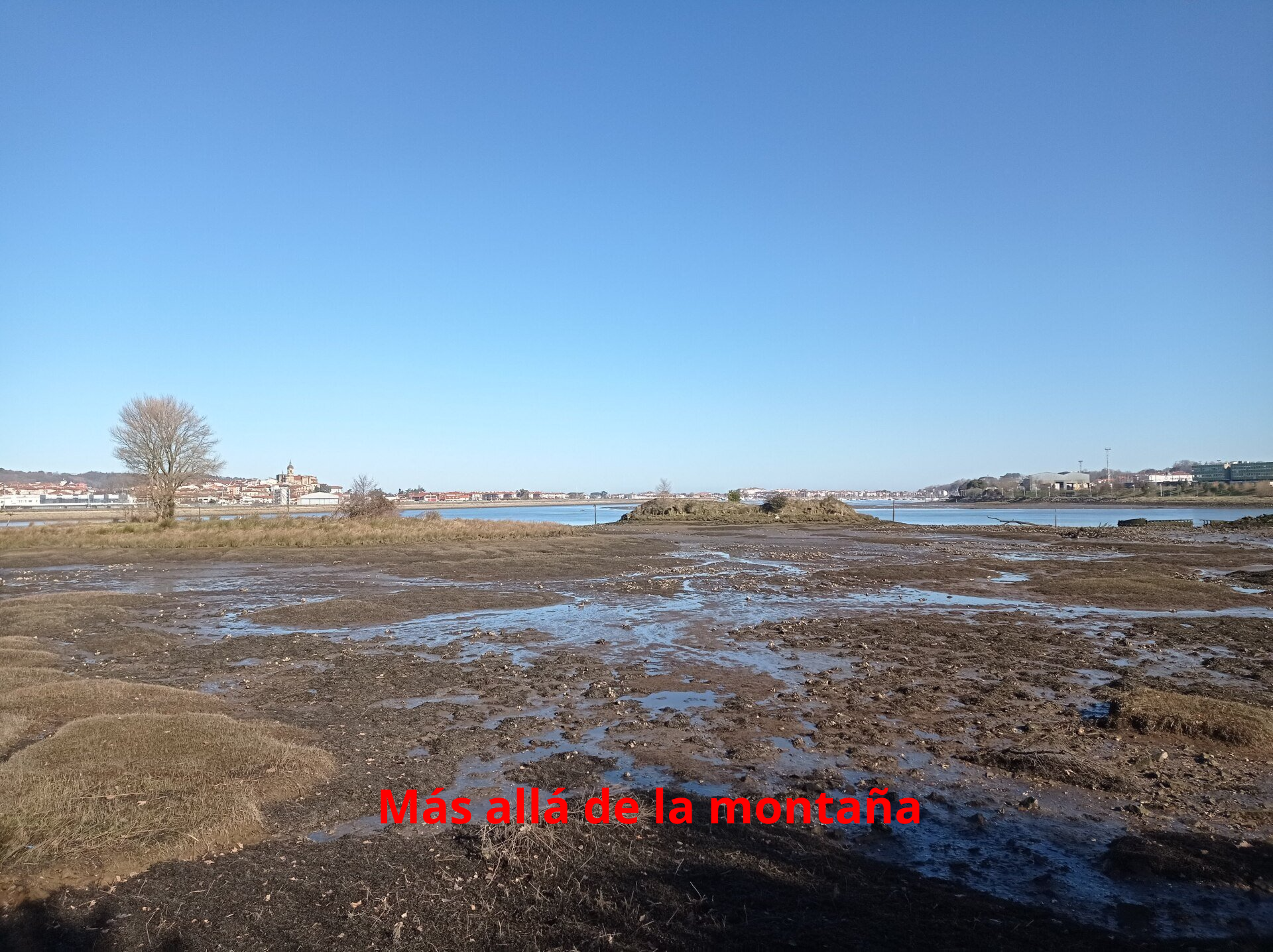 Enseguida aparecen las dos primeras marismas a uno y otro lado del camino. Si queremos observar las aves e intentar reconocerlas tenemos varios paneles informativos. Seguimos el camino y llegamos a la bahía, donde vemos por un lado Hodarribi y por el otro Hendaya.