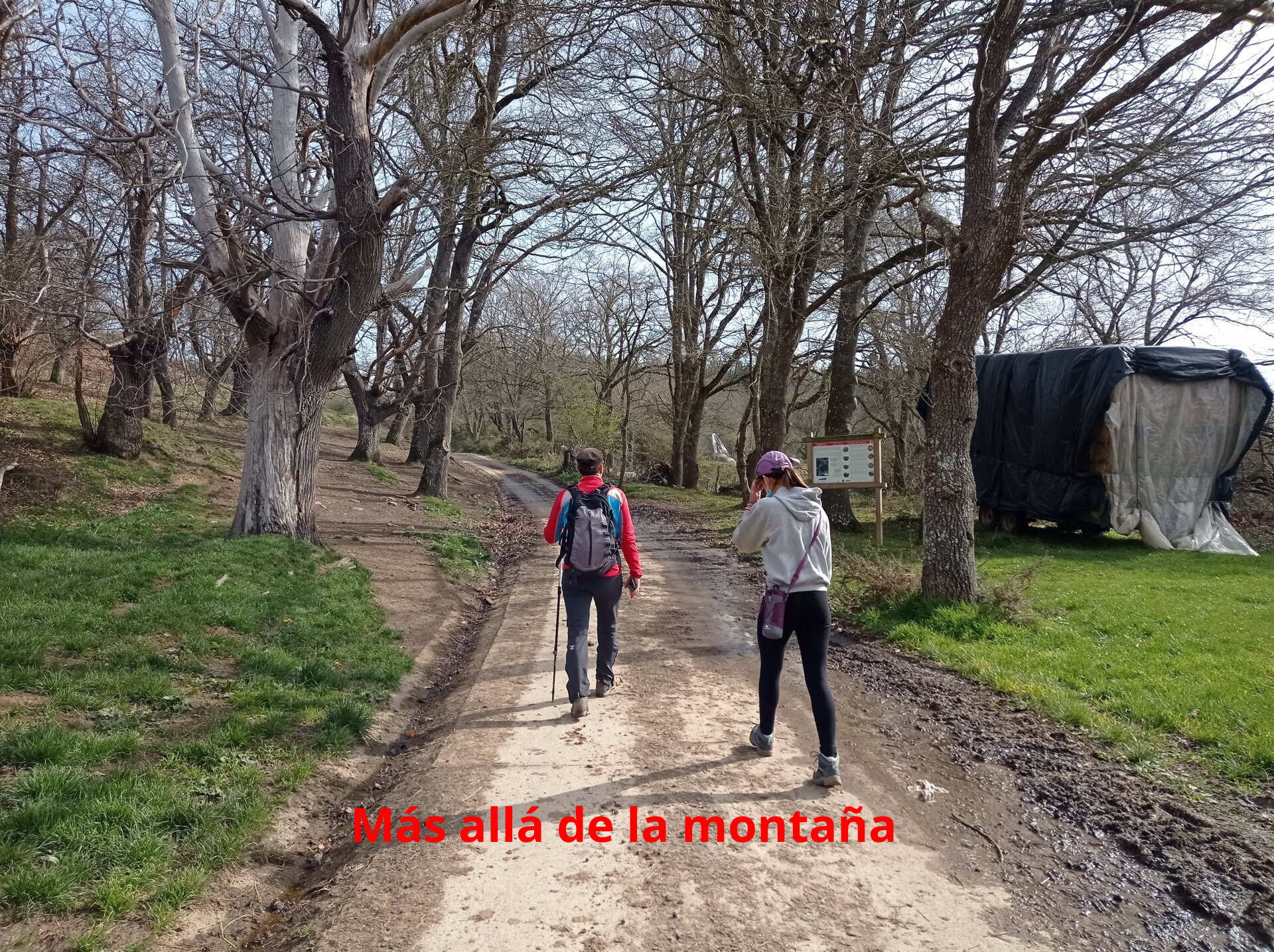 Cogemos la pista que sale a nuestra derecha y tras cruzar un robledal, llegamos al depósito de agua. Hay gente que sube hasta aquí con el coche.