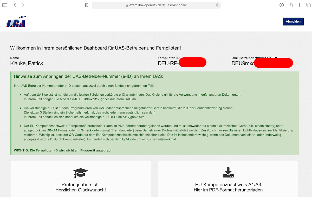 Die Registrierung beim LBA erfordert den Nachweis einer geeigneten Versicherung und ein Ausweisdokument zur Validierung Deiner Daten.