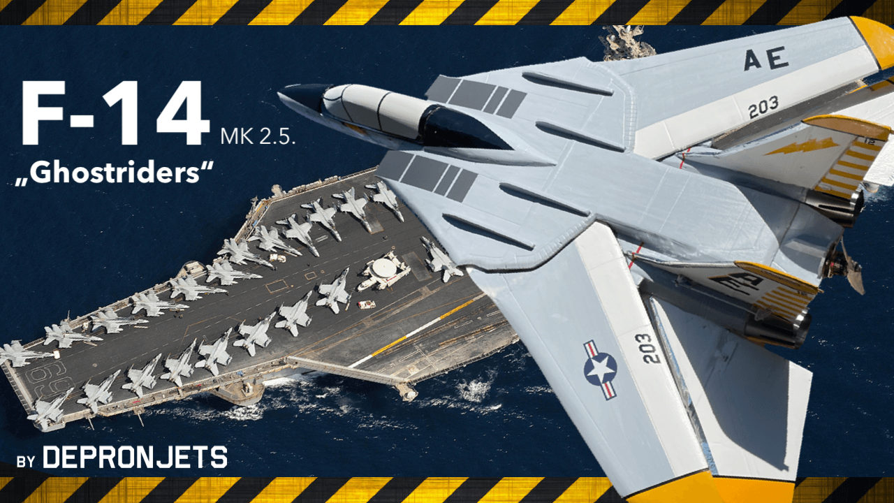 YouTube Thumbnail des Tomcat Videos beim Erstflug als Depronjet