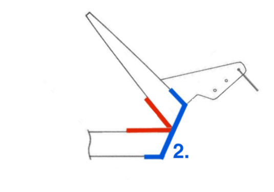 Die 2. Schicht Blenderm-Tape wird im umgeklappten Zustand positioniert. Blenderm zweite Schicht Scharnier