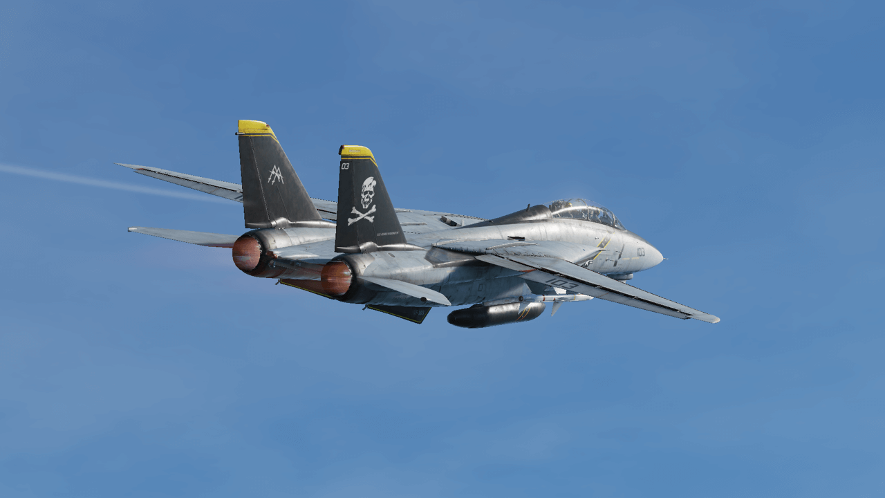 F14 der Jolly Rogers-Staffel (Quelle: Wikimedia-Commons by Alan Wilson, 40432618254) F-14 Jolly Rogers Pic